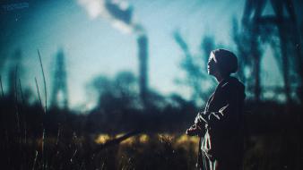 Industrial plants chimneys atmospheric wallpaper