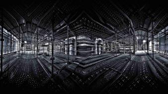 Light interior digital art monochrome 3d scaffolding support wallpaper