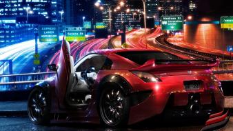 Cars nissan 350z city night street wallpaper