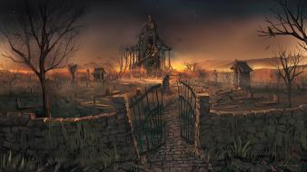 Fire church artwork cemetery master piece wallpaper