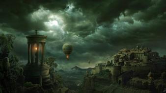 Lighthouses owls artwork balloons air master piece wallpaper