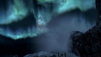 Mountains snow skyscapes the elder scrolls v: skyrim wallpaper