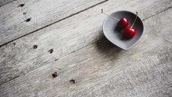 Red wood fruits cherries macro wallpaper
