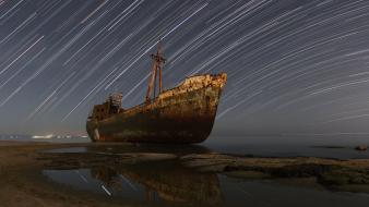 Sun stars moon milky way skyscapes wallpaper