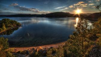 Water sunset landscapes nature lakes wallpaper