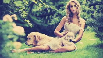 Women dogs wallpaper