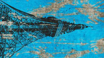Eiffel tower blue wood textures digital art towers wallpaper