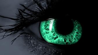 Eyes green selective coloring wallpaper