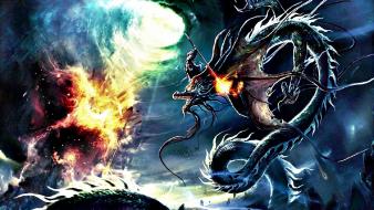 Fire fight fantasy art artwork warriors weapon wallpaper