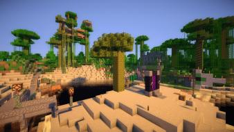 Landscapes jungle bridges minecraft shaders wallpaper