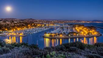 Night point california city lights yachts harbor wallpaper