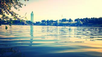 River vienna reflections millenium skies photo filters wallpaper