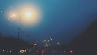 Water street lights blurred wallpaper