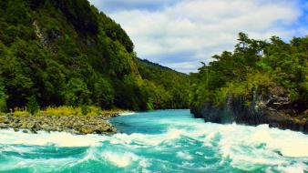 Yellow forests grass rivers emerald turquoise upscaled wallpaper