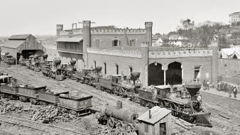 Black and white grayscale historical monochrome old buildings wallpaper
