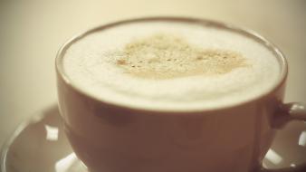 Cappuccino coffee cups foam wallpaper