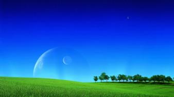 Green field blue sky1 wallpaper
