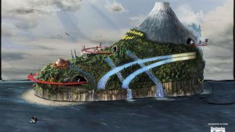 Hills japanese islands artwork trainers commercial sea wallpaper