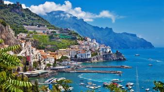 Landscapes mountains positano seaside wallpaper