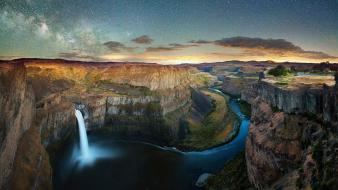 Milky way palouse twilight washington state blue wallpaper
