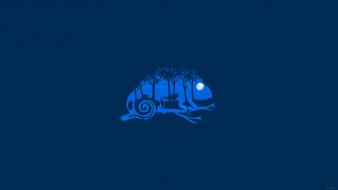 Moon threadless blue background chameleons forests wallpaper
