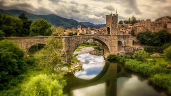 Spain bridges hills landscapes old buildings