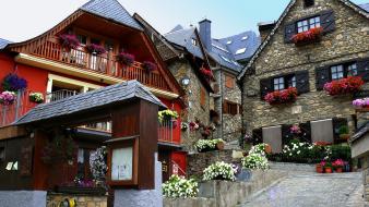Architecture balcony flowers houses potted plant wallpaper