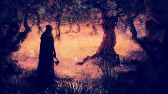 Artwork creepy dark reaper trees wallpaper