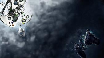 Broken consoles controllers video games wallpaper