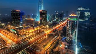 City lights cityscapes night skyscrapers wallpaper