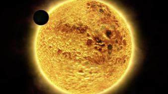 Earthbound sun blue digital art outer space wallpaper