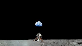 Moon landing outer space planets wallpaper