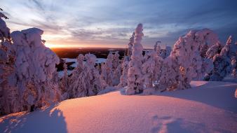Snow mountain sunset wallpaper