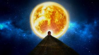 Sun abstract blue outer space path wallpaper