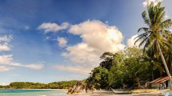 Thailand beaches boats clouds huts wallpaper