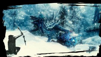 Archers digital art dragons fantasy fight wallpaper