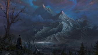 Artwork fantasy art men mountains nature wallpaper