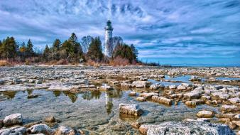 Blue landscapes lighthouses nature sea wallpaper