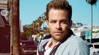 Chris pine esquire magazine actors men palm trees wallpaper