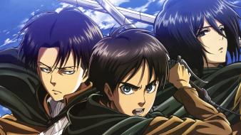 Eren jaeger mikasa ackerman rivaille shingeki no kyojin wallpaper