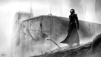 Fantastic artwork black and white destruction digital art wallpaper