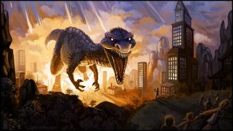 Fantastic digital art dinosaurs drawings fantasy wallpaper
