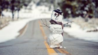 Nature snow street wallpaper