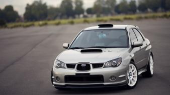 Subaru impreza wrx sti cars gray white wallpaper