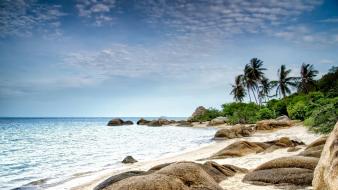 Thailand beaches beige brown clouds wallpaper