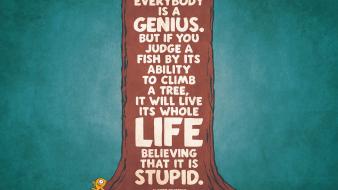 Albert einstein fish motivational quotes typography wallpaper