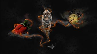 Animals clocks digital art feline lamps wallpaper