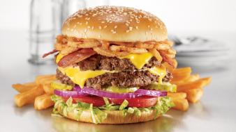 Bacon cheese fast food french fries wallpaper