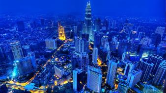 Blue night city wallpaper