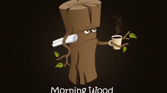Cartoonish coffee funny wood wallpaper